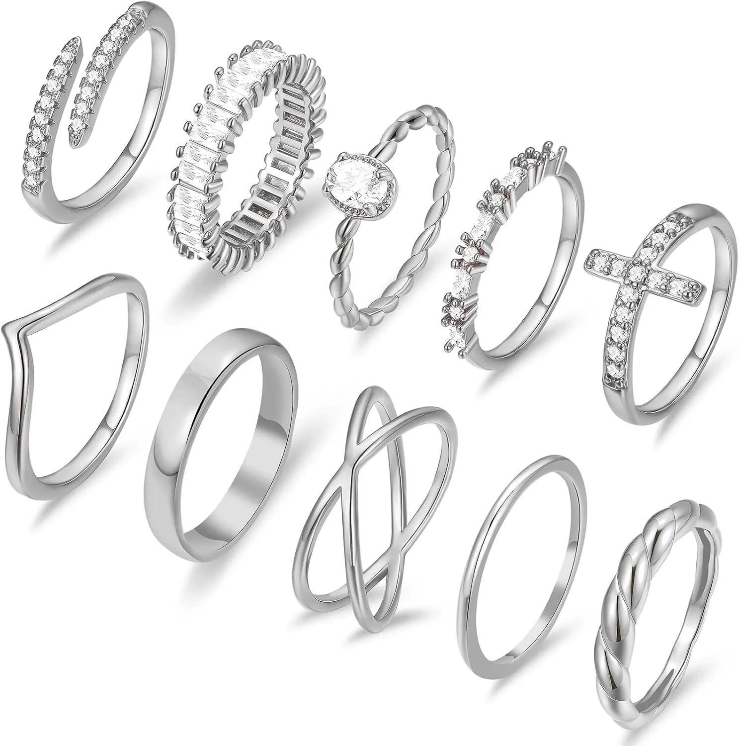 10 PCS 14K Gold Plated Rings Set for Women, Dainty Gold Knuckle Rings Non Tarnish, Simple Thumb Stacking Rings Pack Size 6/7/8/9/10
