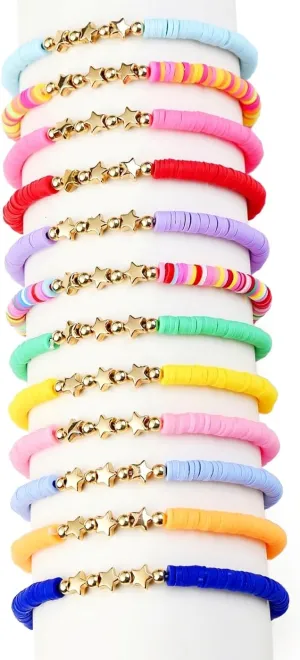12 Pcs Friendship Bracelets Colorful Beaded Bracelet Set for Women Girls Outfits Jewelry Set (Multicolor)