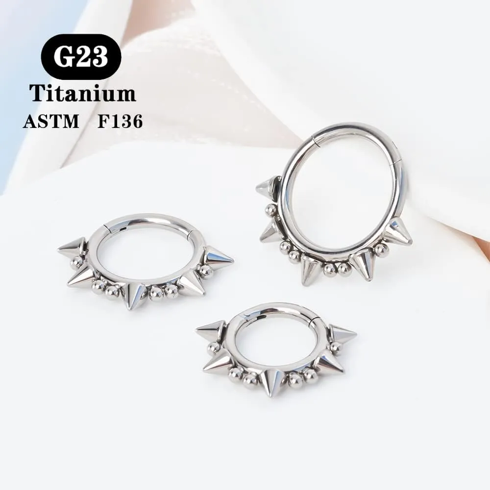 14G 16G Septum Jewelry G23 Titanium Septum Rings Spiked Cartilage Helix Earrings Hinged Segment Seamless Clicker Nose Rings Daith Piercing Jewelry