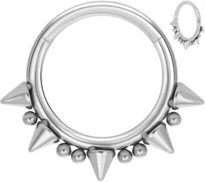 14G 16G Septum Jewelry G23 Titanium Septum Rings Spiked Cartilage Helix Earrings Hinged Segment Seamless Clicker Nose Rings Daith Piercing Jewelry