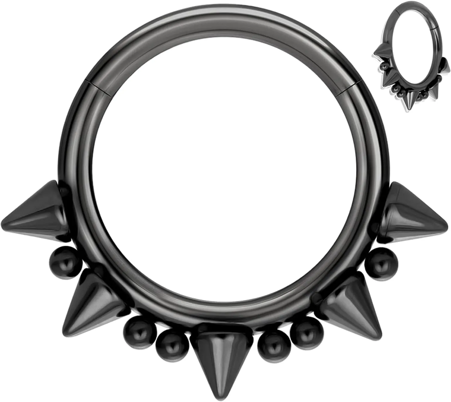 14G 16G Septum Jewelry G23 Titanium Septum Rings Spiked Cartilage Helix Earrings Hinged Segment Seamless Clicker Nose Rings Daith Piercing Jewelry