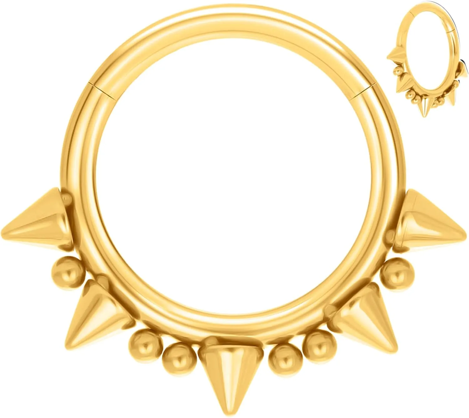 14G 16G Septum Jewelry G23 Titanium Septum Rings Spiked Cartilage Helix Earrings Hinged Segment Seamless Clicker Nose Rings Daith Piercing Jewelry