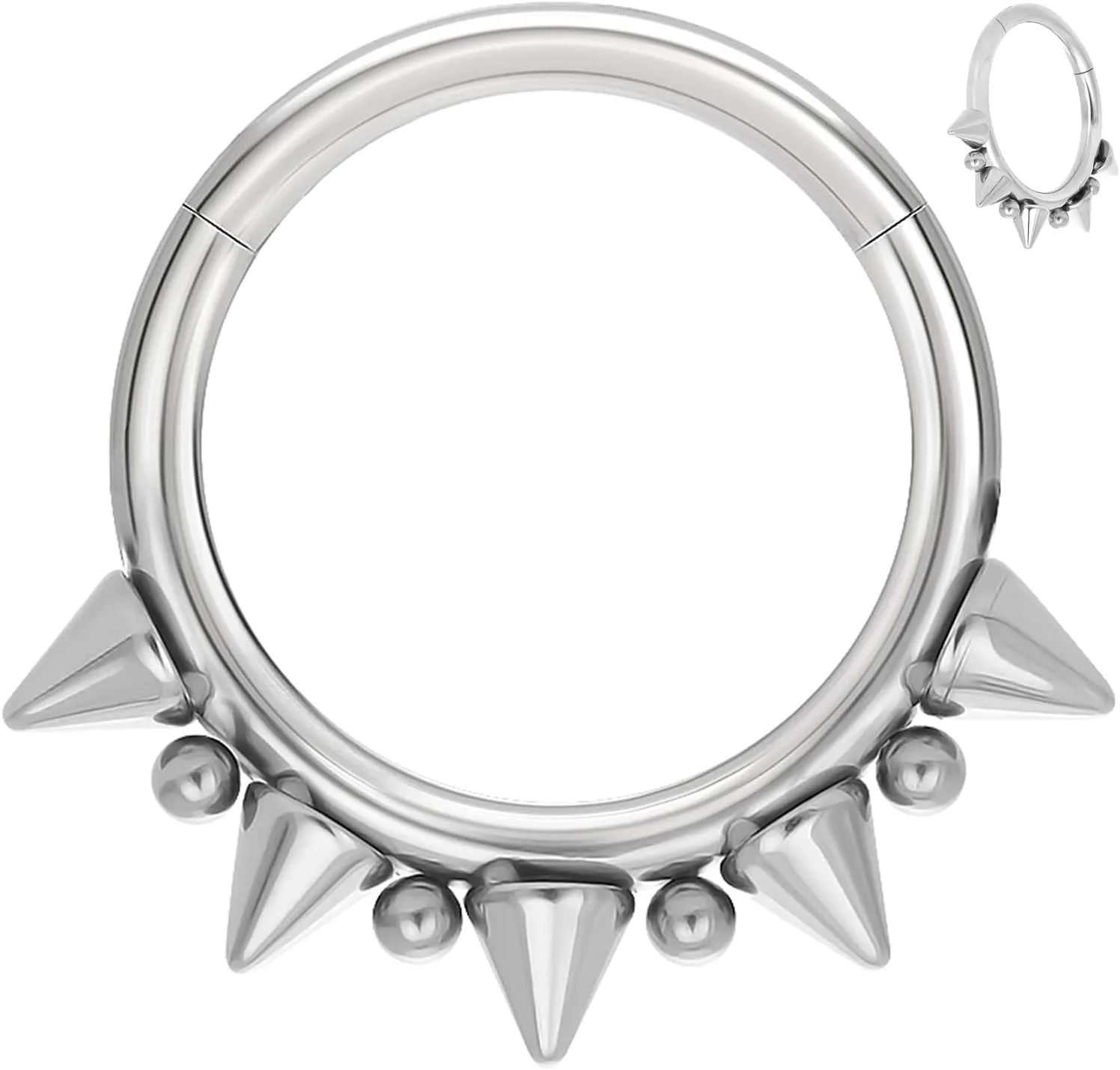 14G 16G Septum Jewelry G23 Titanium Septum Rings Spiked Cartilage Helix Earrings Hinged Segment Seamless Clicker Nose Rings Daith Piercing Jewelry