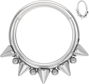 14G 16G Septum Jewelry G23 Titanium Septum Rings Spiked Cartilage Helix Earrings Hinged Segment Seamless Clicker Nose Rings Daith Piercing Jewelry
