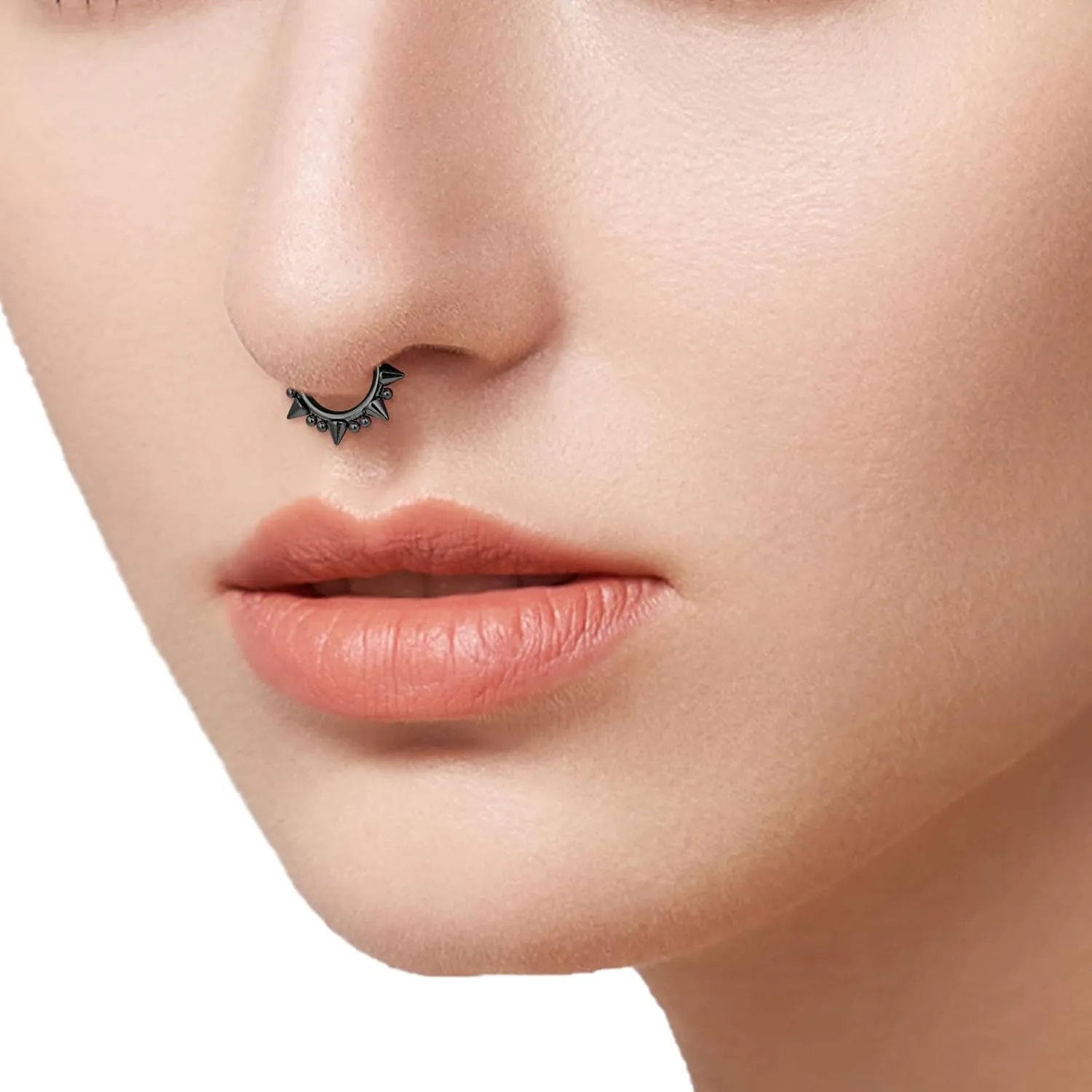 14G 16G Septum Jewelry G23 Titanium Septum Rings Spiked Cartilage Helix Earrings Hinged Segment Seamless Clicker Nose Rings Daith Piercing Jewelry