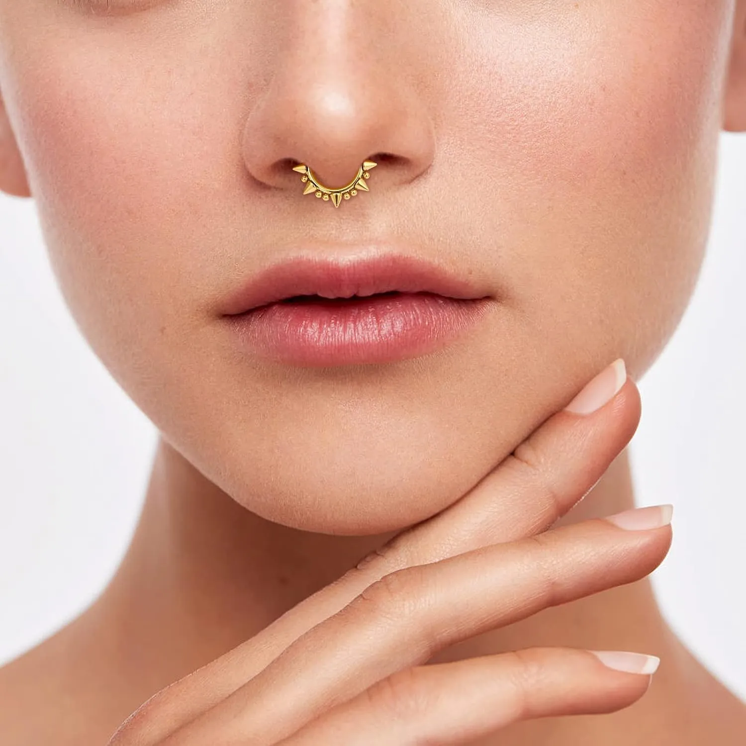 14G 16G Septum Jewelry G23 Titanium Septum Rings Spiked Cartilage Helix Earrings Hinged Segment Seamless Clicker Nose Rings Daith Piercing Jewelry