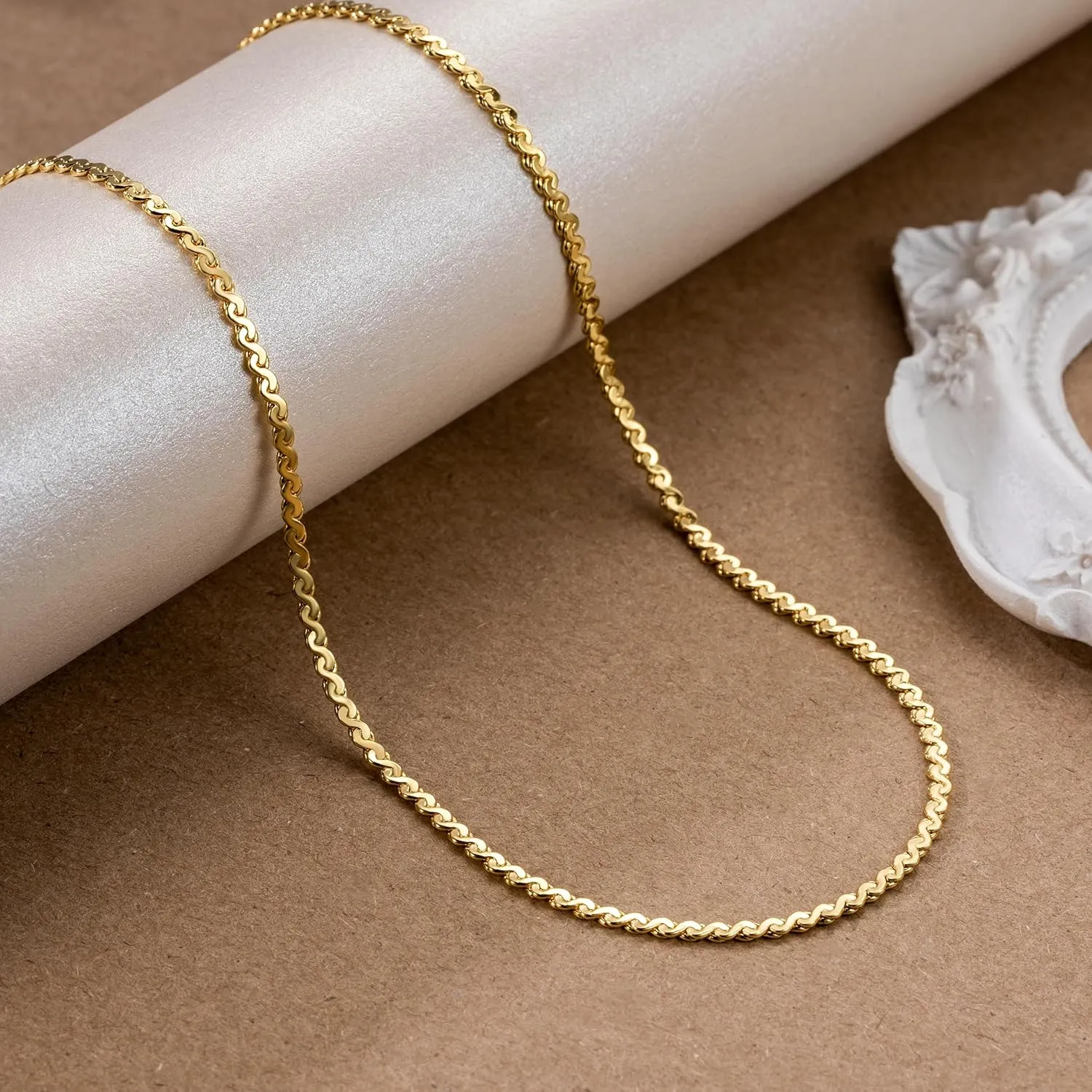 14K Gold Necklaces for Women Dainty Gold Necklace for Women Non Tarnish Thin Golden Chain for Men Golden Charm Necklaces Unique Structure Dainty Necklace for Womens 16,18,20,22,24 Inches