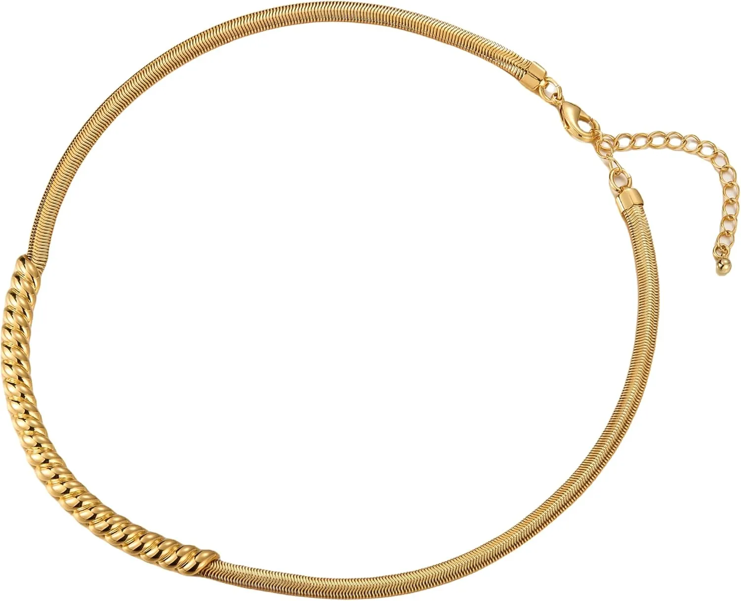 14K Gold Necklaces for Women Trendy, Dainty Herringbone Simple Necklace for Women, Unique Snake Chain Necklace Everyday, Chunky Choker Jewelry for Gifts