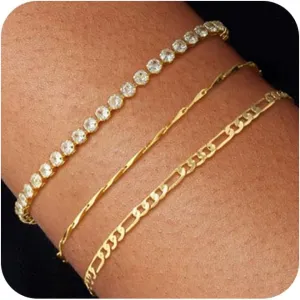 14k Gold Plated Bracelet Stack for Women & Men Cuff Love Knot Bangles Matching Bracelets Gold Jewelry Gifts for Best Friend