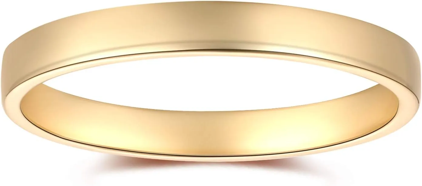 14K Solid Gold Bold Stacker Ring | Classic Wedding Band 14K Yellow Gold 2.5mm | Bold Stacking Rings for Her Fine Jewelry