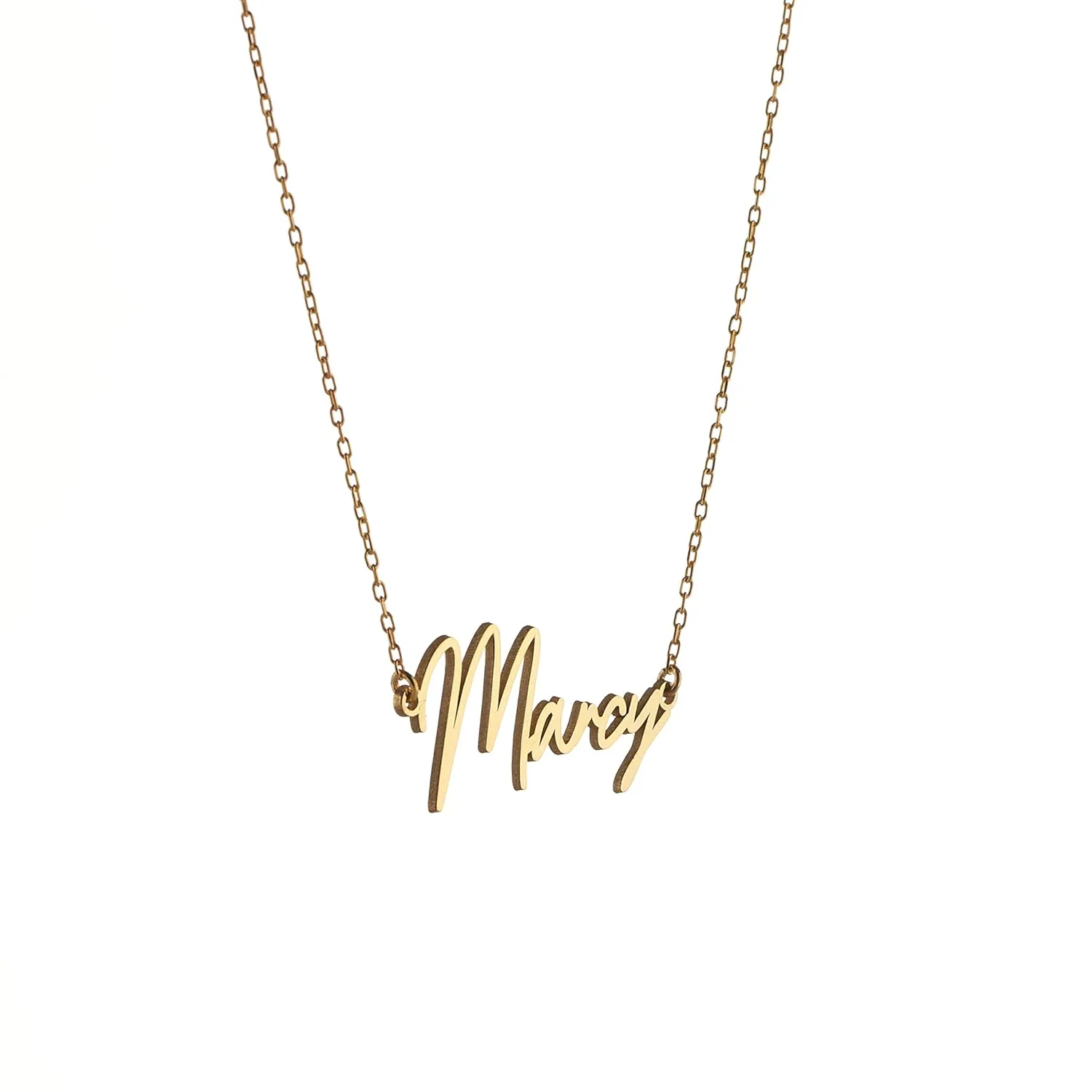 14k Solid Gold Name Necklace, Custom Made Personalized Pendant, Adjustable Chain for Unique Jewelry Gift