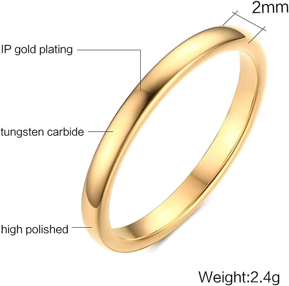 14K Thumb Rings for Women,Gold Plated Stackable Rings 2mm /3mm/4mm/6mm Tungsten Thin Gold Band Simple Couple Wedding Rings Set for Him and Her