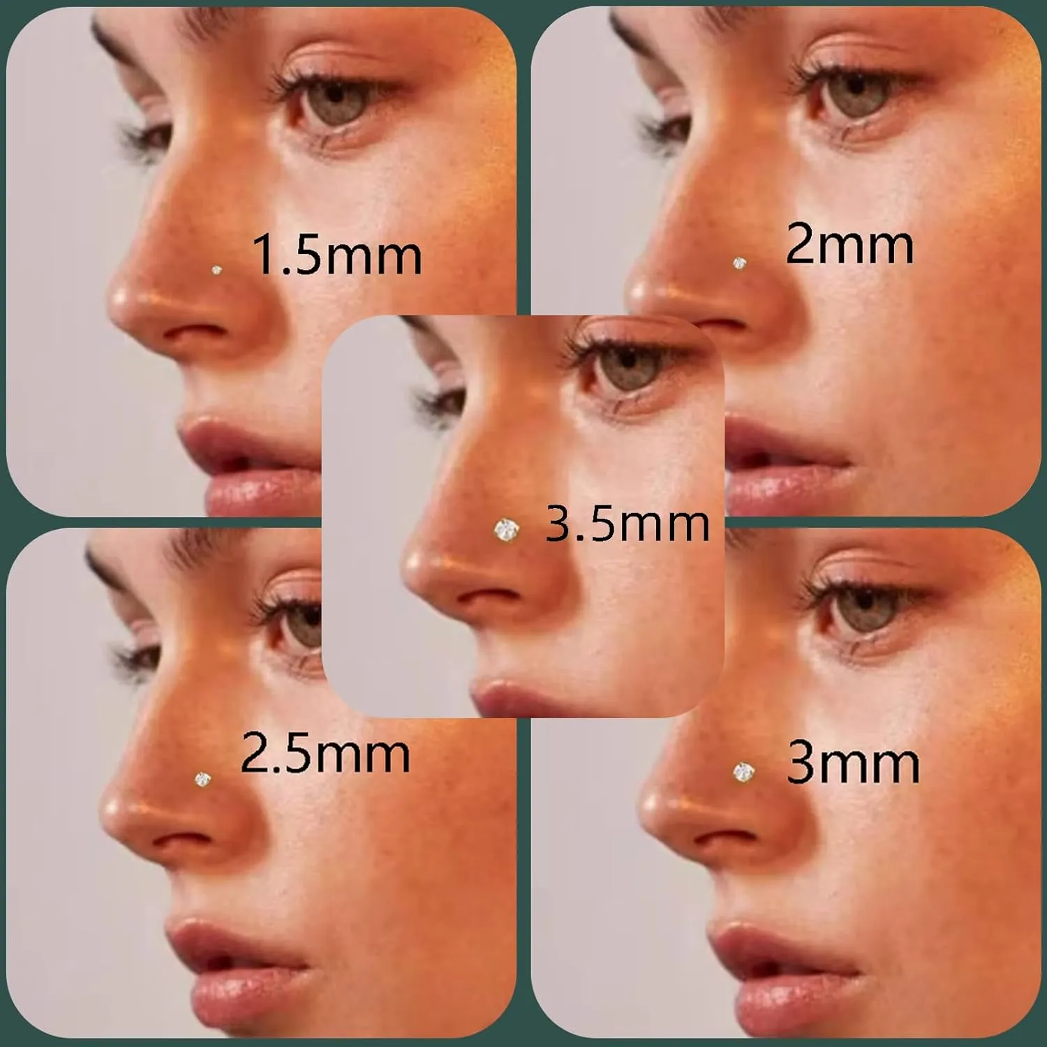 15 PCS Nose Rings Stud for Women 316L Surgical Steel Gold Silver Nose Studs 16G Hoop Nose Ring for Women Men 20G Nose Rings Stud Hypoallergenic Body Piercing Jewelry