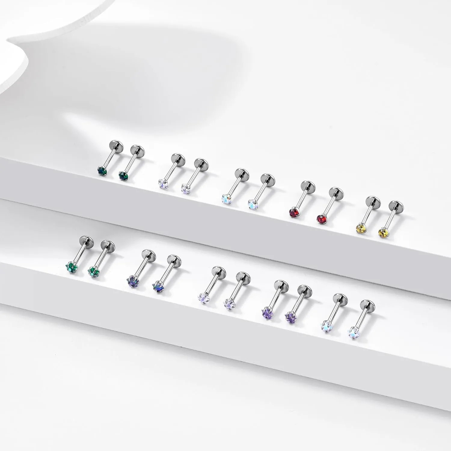 16G 18G 20G G23 Titanium Push in Labret Monroe Stud Threadless Lip Nose Stud Cartilage Medusa Conch Helix Lobe Tragus Earrings