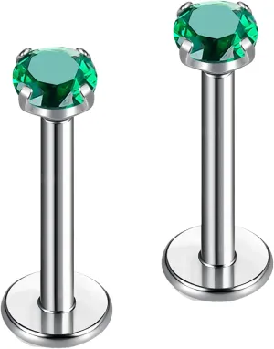 16G 18G 20G G23 Titanium Push in Labret Monroe Stud Threadless Lip Nose Stud Cartilage Medusa Conch Helix Lobe Tragus Earrings