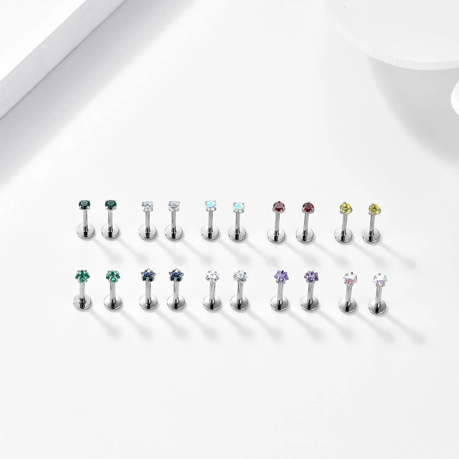 16G 18G 20G G23 Titanium Push in Labret Monroe Stud Threadless Lip Nose Stud Cartilage Medusa Conch Helix Lobe Tragus Earrings