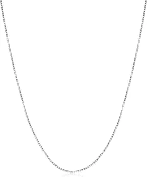 18K Gold Plated Silver Chain for Women 1MM Box Chain Necklace Super Shiny & Sturdy Women Thin Necklaces Chain with Upgraded Lobster Clasp 16/18/20/22/24 Inch