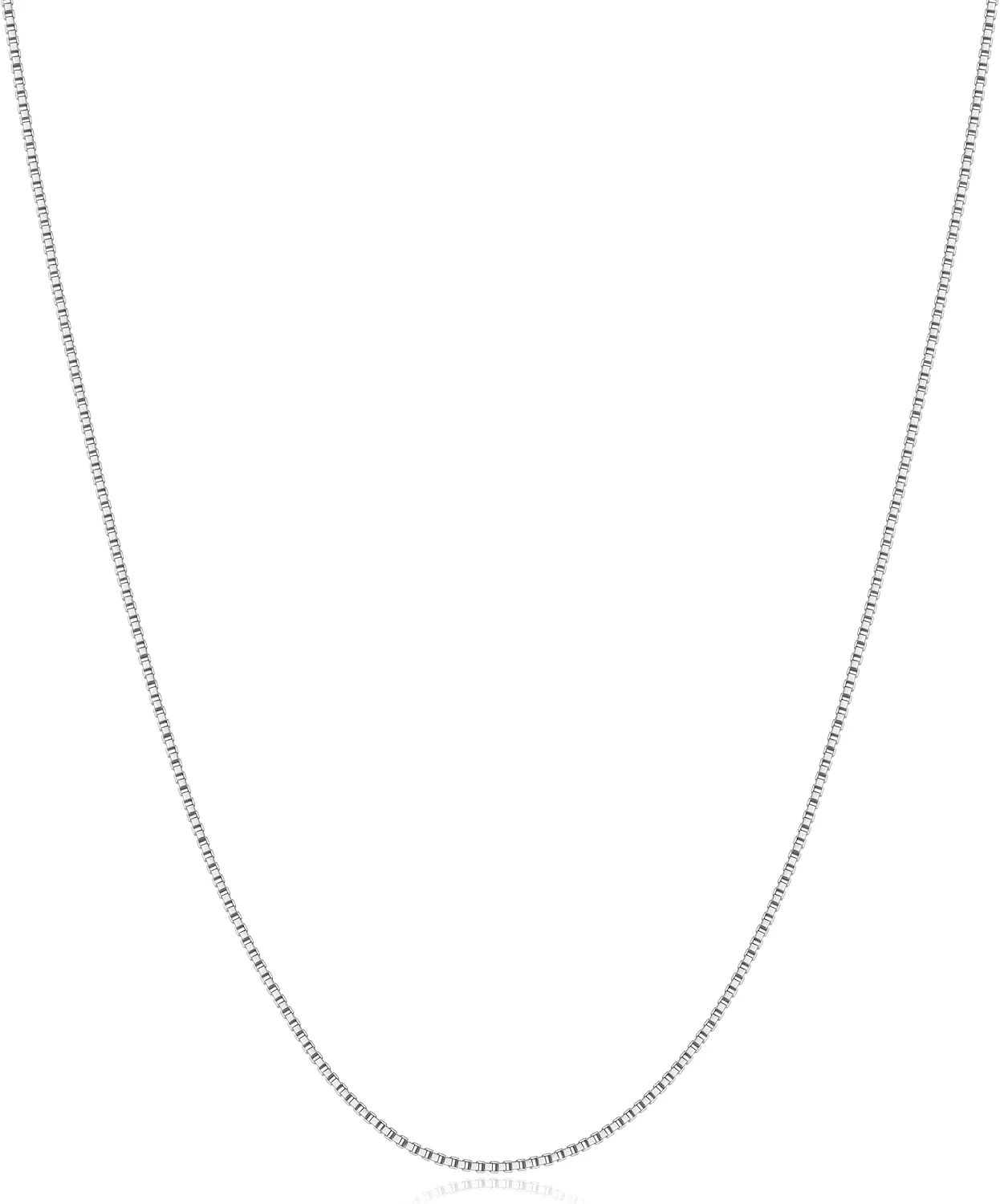 18K Gold Plated Silver Chain for Women 1MM Box Chain Necklace Super Shiny & Sturdy Women Thin Necklaces Chain with Upgraded Lobster Clasp 16/18/20/22/24 Inch