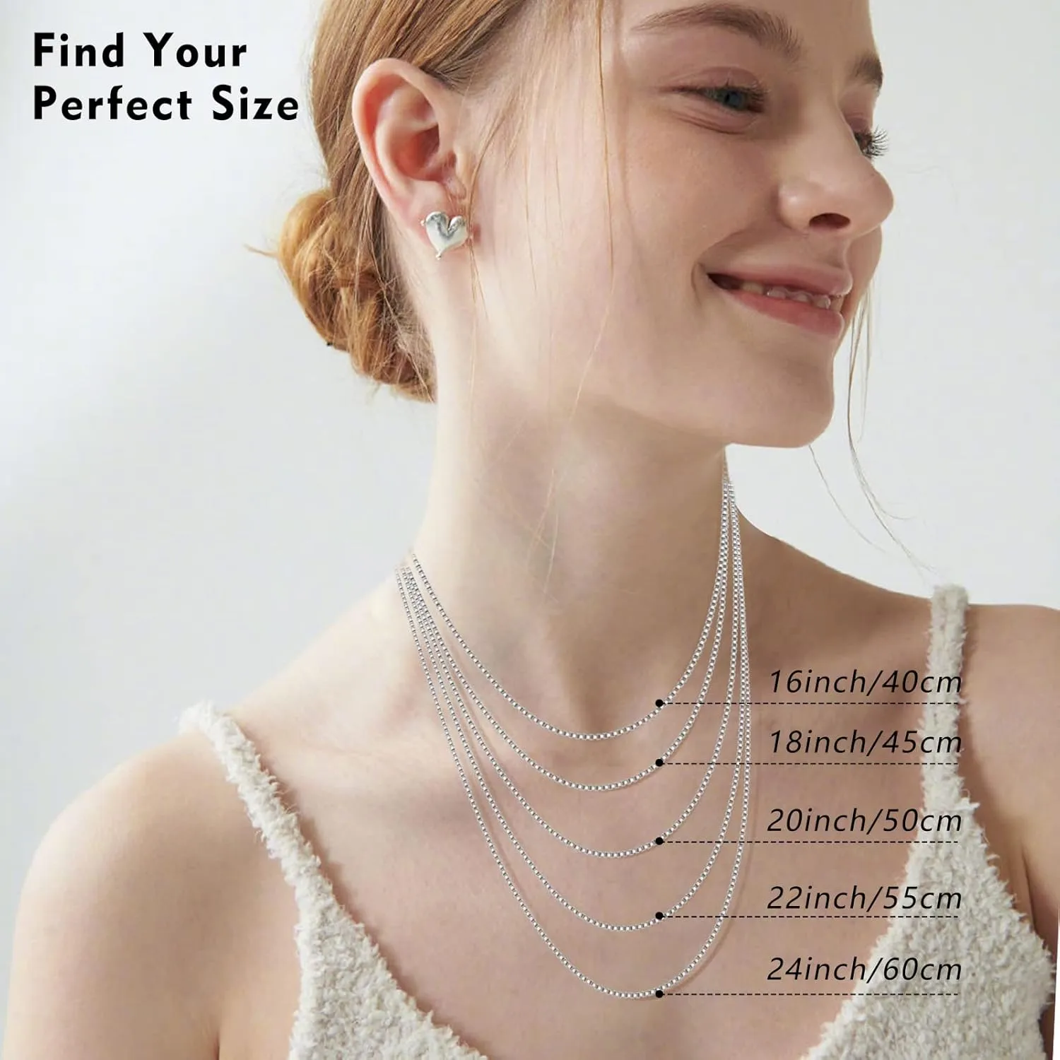 18K Gold Plated Silver Chain for Women 1MM Box Chain Necklace Super Shiny & Sturdy Women Thin Necklaces Chain with Upgraded Lobster Clasp 16/18/20/22/24 Inch