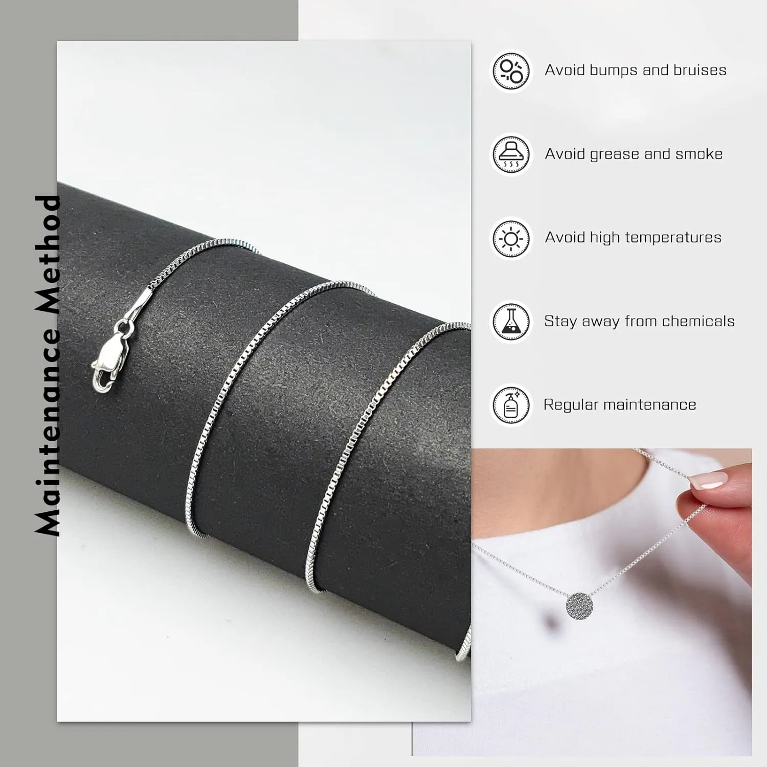 18K Gold Plated Silver Chain for Women 1MM Box Chain Necklace Super Shiny & Sturdy Women Thin Necklaces Chain with Upgraded Lobster Clasp 16/18/20/22/24 Inch