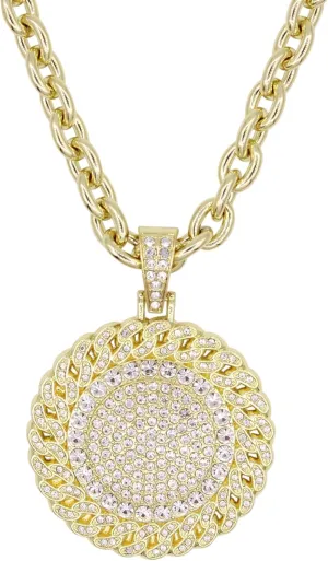 18K Gold Silver Geometry Rhinestone Pendant Necklace for Men Hip Hop Rock Punk Round Rectangle Triangle Eye Crystal Neckalces Cool Hippie Necklaces Jewelry for Men