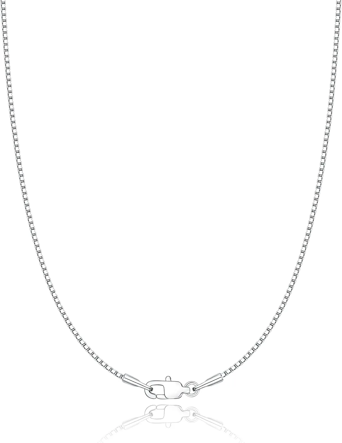 18K Plated Gold 925 Sterling Silver Box Chain for Women, 1MM Thin Chain Necklace for Women, Shiny & Minimalist Women's Chain Necklaces, 14/16/18/20/22/24/26 Inch