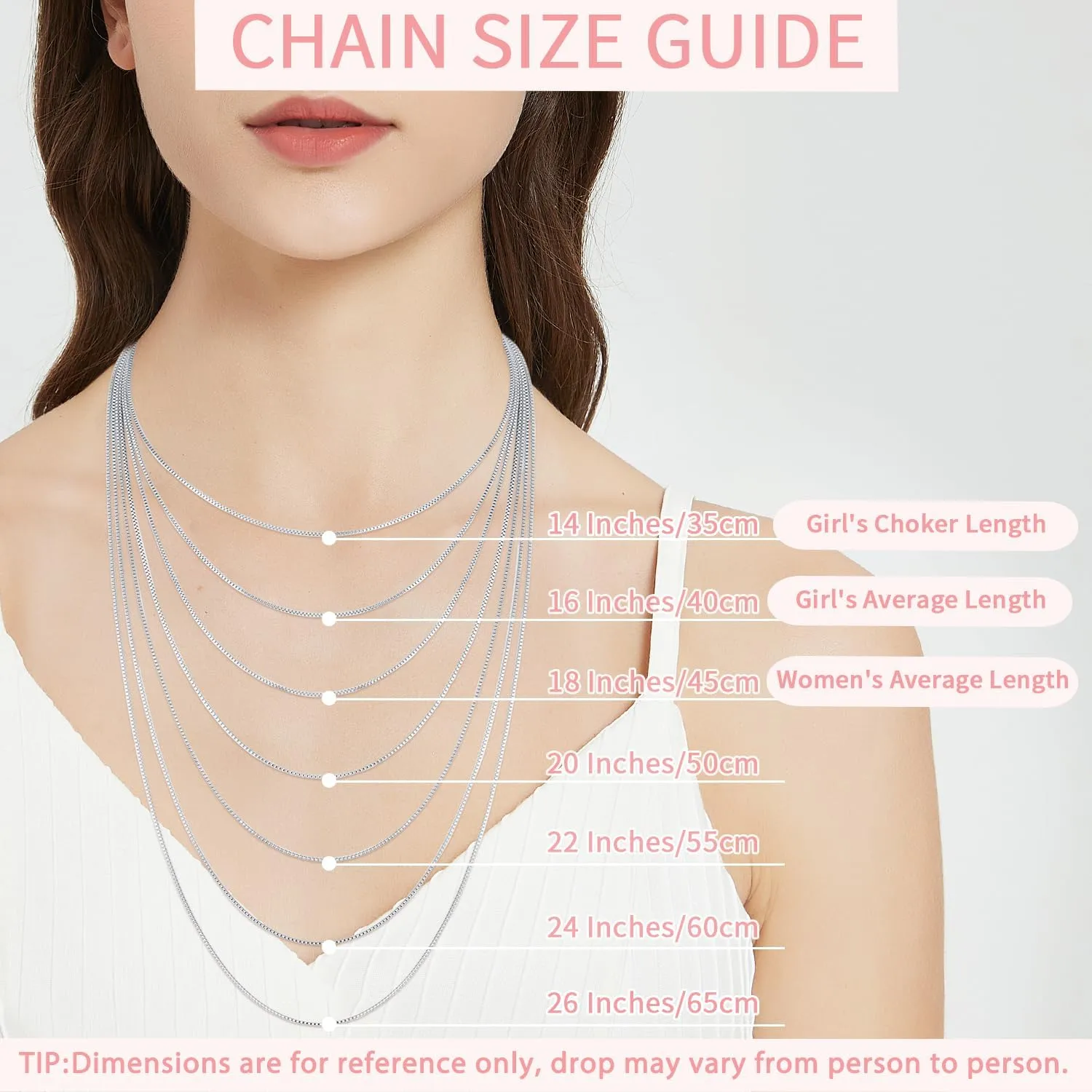 18K Plated Gold 925 Sterling Silver Box Chain for Women, 1MM Thin Chain Necklace for Women, Shiny & Minimalist Women's Chain Necklaces, 14/16/18/20/22/24/26 Inch