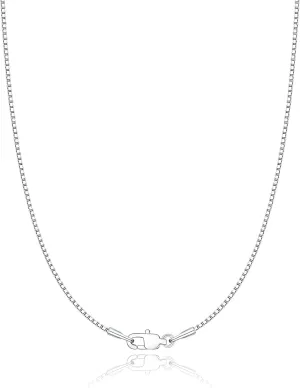 18K Plated Gold 925 Sterling Silver Box Chain for Women, 1MM Thin Chain Necklace for Women, Shiny & Minimalist Women's Chain Necklaces, 14/16/18/20/22/24/26 Inch