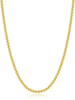 18K Real Gold Over 925 Sterling Silver Chain Necklace for Women, 1.5mm/2mm Silver/Gold Box Chain, Thin & Dainty & Shiny Women's Chain Necklace 16-26 Inch