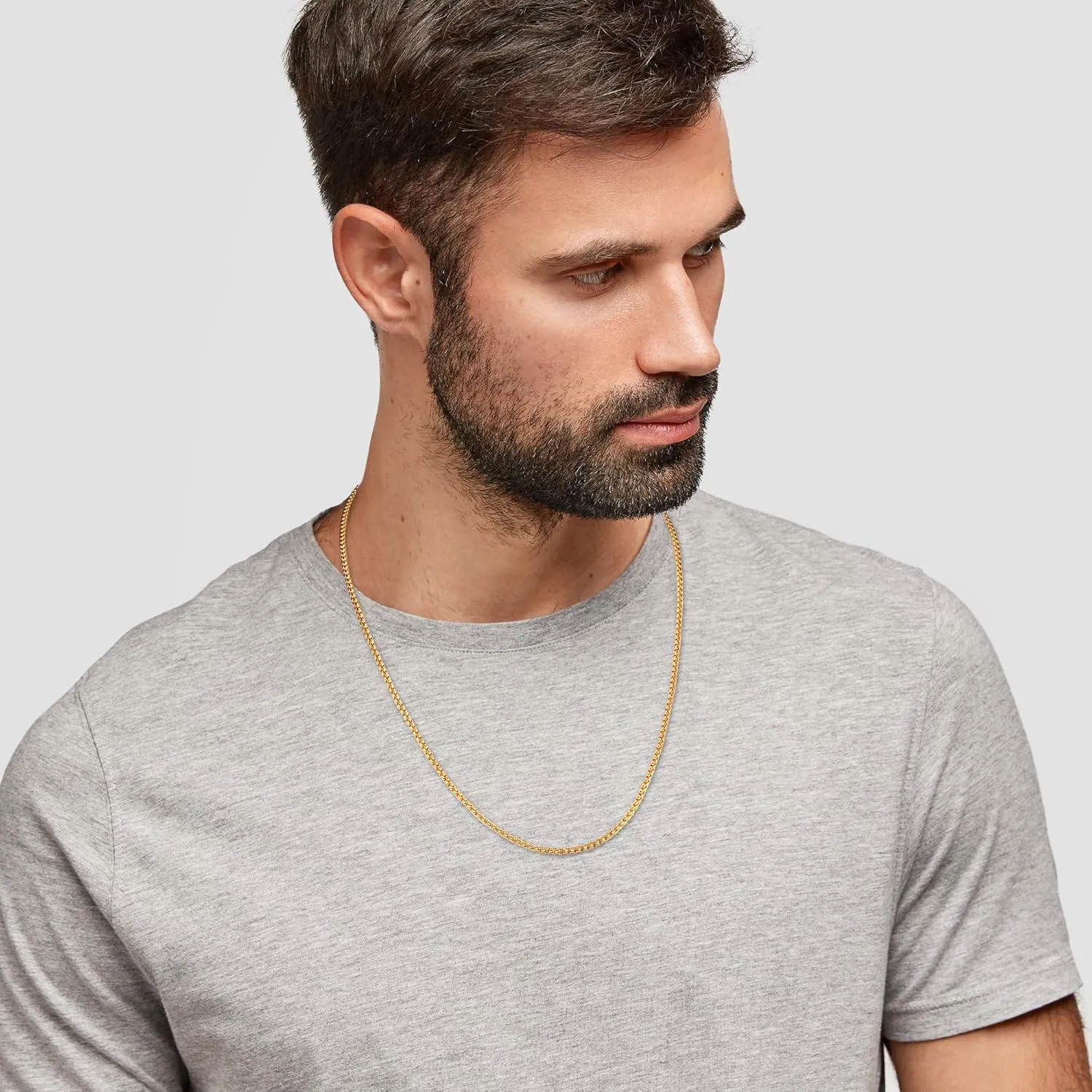 18K Real Gold Over 925 Sterling Silver Chain Necklace for Women, 1.5mm/2mm Silver/Gold Box Chain, Thin & Dainty & Shiny Women's Chain Necklace 16-26 Inch