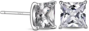 2 Ct CZ 925 Sterling Silver Studs Earrings for Women and Men - Cubic Zirconia Earrings Studs, 925 Silver Cubic Zirconia Earrings, Silver Studs Earrings for Women and Men