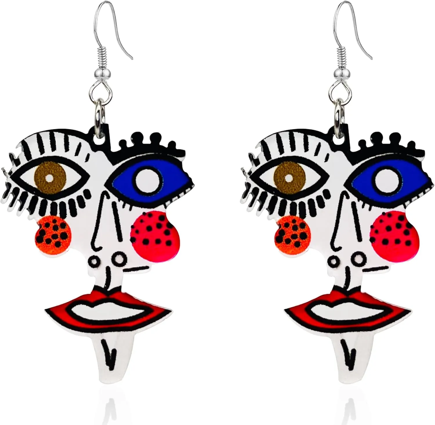 2 Pairs Abstract Geometric Face Earrings Hollow Earrings Lady Body Face Form Aesthetic Dangle Earring Quirky Edgy Fun Weird Jewelry for Women