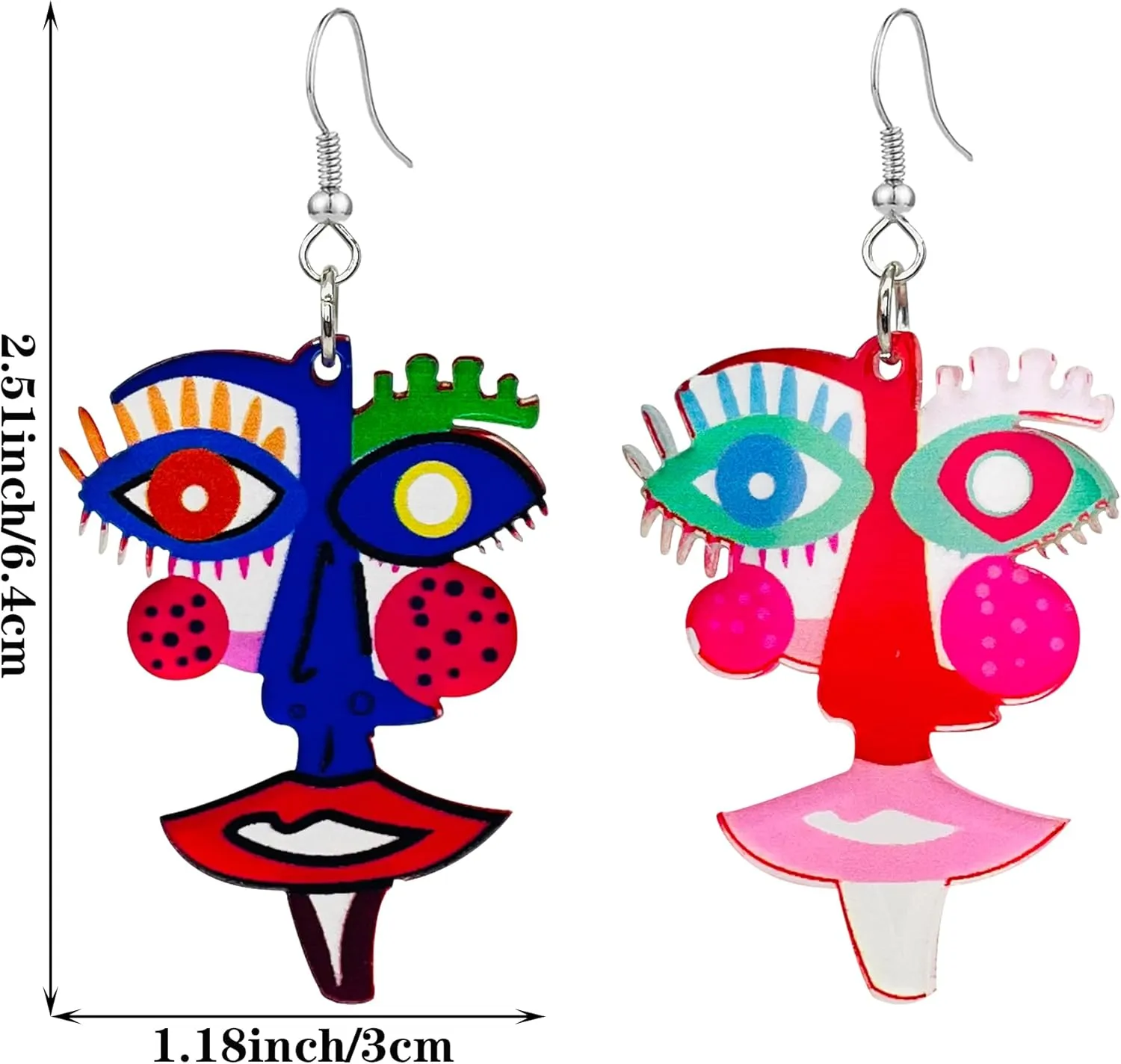 2 Pairs Abstract Geometric Face Earrings Hollow Earrings Lady Body Face Form Aesthetic Dangle Earring Quirky Edgy Fun Weird Jewelry for Women