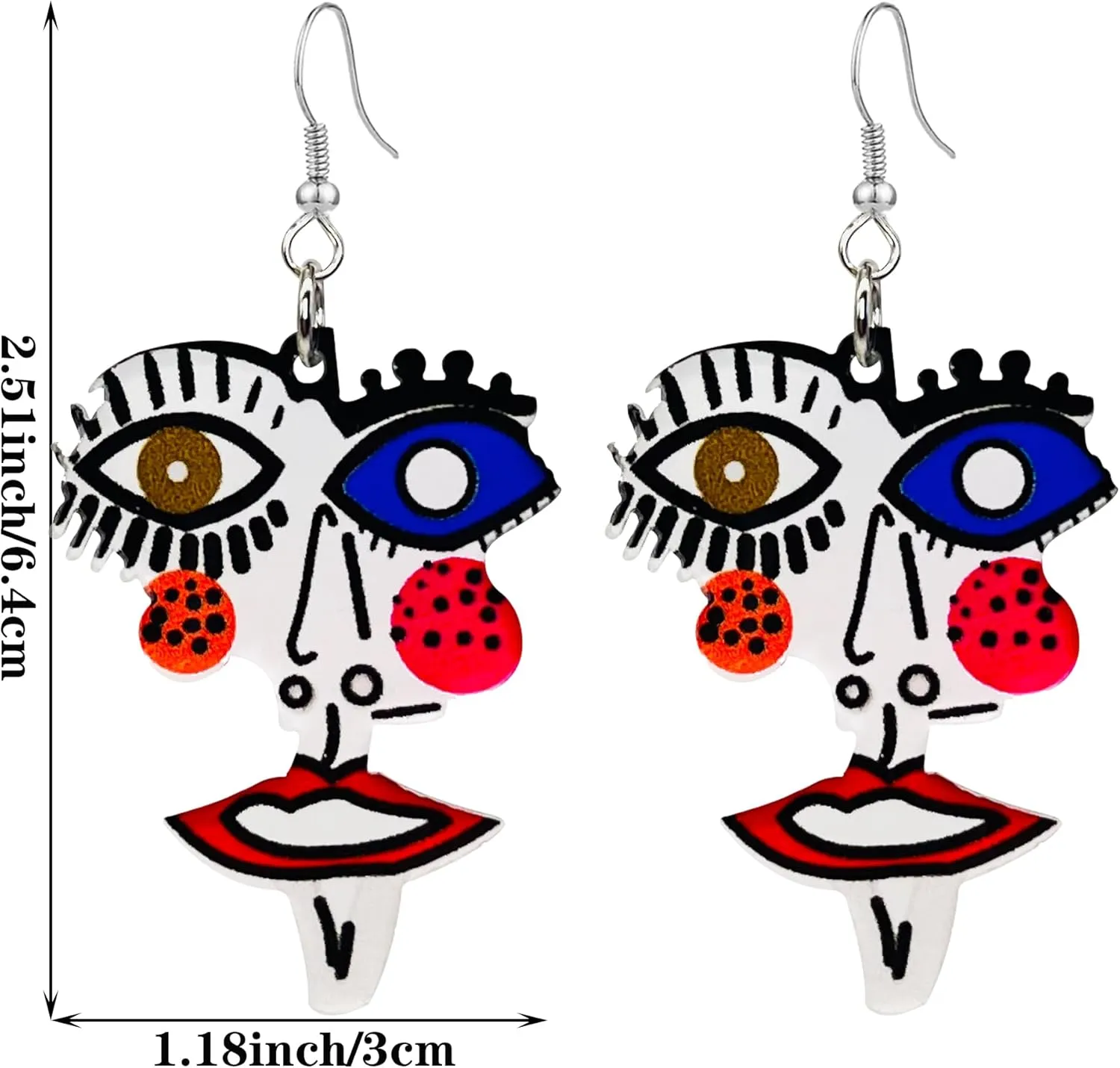 2 Pairs Abstract Geometric Face Earrings Hollow Earrings Lady Body Face Form Aesthetic Dangle Earring Quirky Edgy Fun Weird Jewelry for Women
