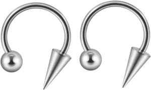 2Pcs 16G Stainless Steel Spike Horseshoe Rings Nose Septum Rings Lip Rings Daith Helix Cartilage Earrings Smily Piercing Jewelry for Women Men