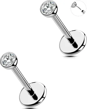 2Pcs 20G/18G/16G Threadless Nose Stud Flat Back Earrings 316L Surgical Steel CZ Daity Nose Helix Cartilage Tragus Conch Labret Medusa Monroe Piercing Jewelry for Women Men