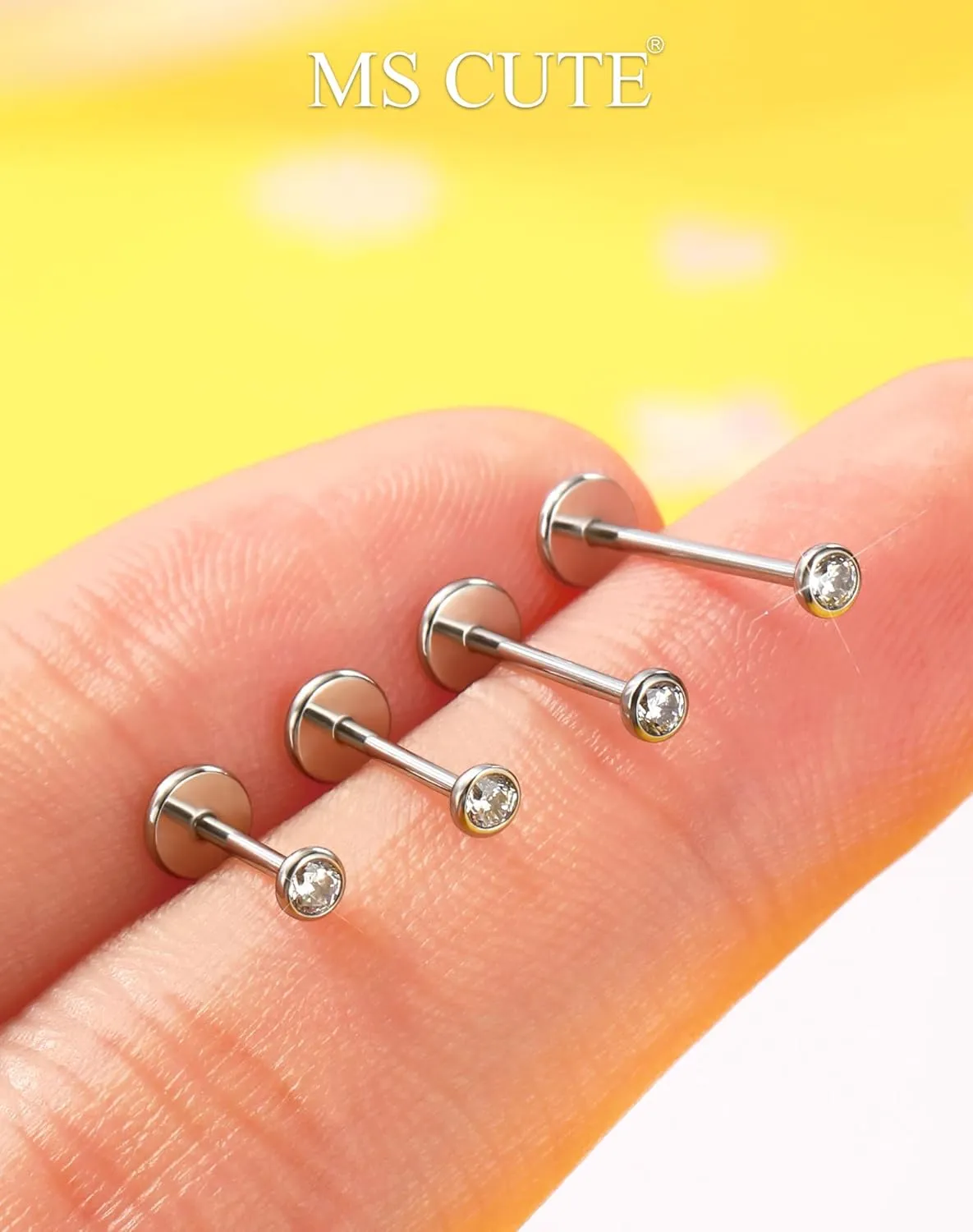 2Pcs 20G/18G/16G Threadless Nose Stud Flat Back Earrings 316L Surgical Steel CZ Daity Nose Helix Cartilage Tragus Conch Labret Medusa Monroe Piercing Jewelry for Women Men