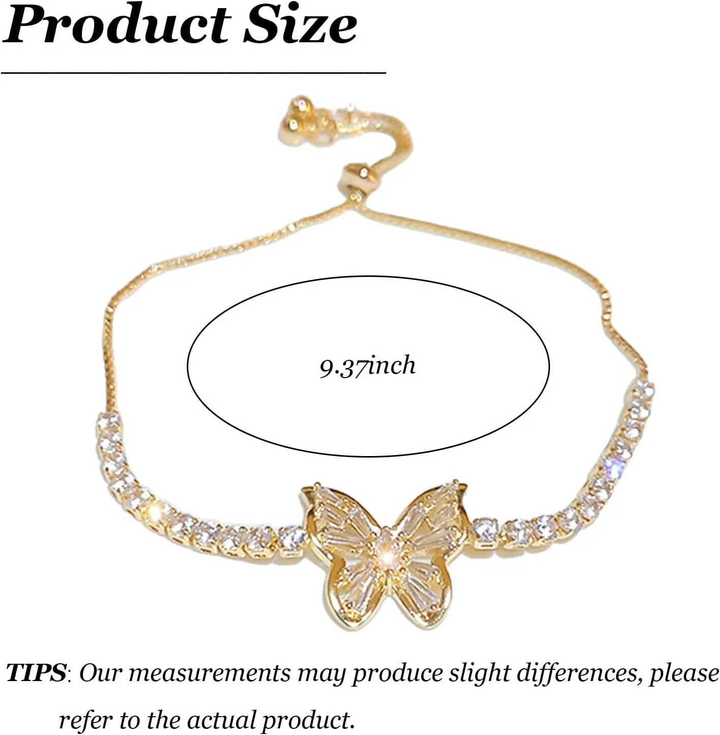 2PCS Tennis Bracelet Dainty Gold Tennis Bracelets Adjustable Silver Rhinestone Bracelets for Women Gifts for Christmas Prom Jewelry Stocking Stuffers