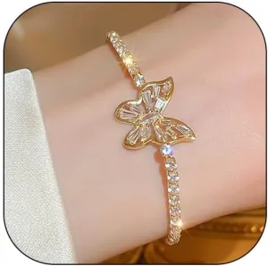 2PCS Tennis Bracelet Dainty Gold Tennis Bracelets Adjustable Silver Rhinestone Bracelets for Women Gifts for Christmas Prom Jewelry Stocking Stuffers