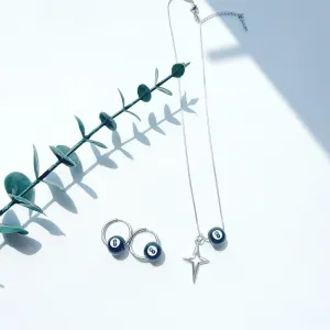 8 Ball Necklace Earrings Magic 8 Billiards Y2K Jewelry Star Necklaces Black Unique Vintage Cool Earrings for Women Men