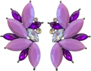 80s Funky Punk Rock Spiky Starburst Angel Wings Oversized Colorful Stones Studded Candy Cluster Women Statement Stud Earrings