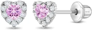 925 Sterling Silver 5mm Multi Cubic Zirconia Diva Heart-Shaped Earrings for Toddlers, Young Girls, and Teens - Brilliant CZ Earrings for Heart-Loving Girls - Adorable and Eye-Catching Jewelry
