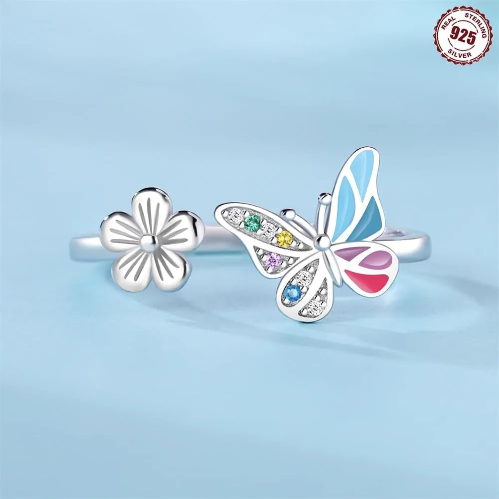 925 Sterling Silver Ring for Women Open Adjustable Ring Personality Stacking Ring Gift Simple Faith Ring Sterling Silver Heart Rings Express Love Holiday Birthday Jewelry Gift