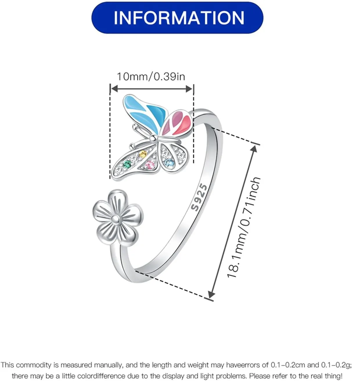 925 Sterling Silver Ring for Women Open Adjustable Ring Personality Stacking Ring Gift Simple Faith Ring Sterling Silver Heart Rings Express Love Holiday Birthday Jewelry Gift