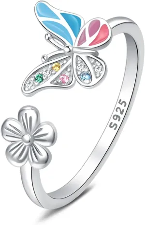 925 Sterling Silver Ring for Women Open Adjustable Ring Personality Stacking Ring Gift Simple Faith Ring Sterling Silver Heart Rings Express Love Holiday Birthday Jewelry Gift