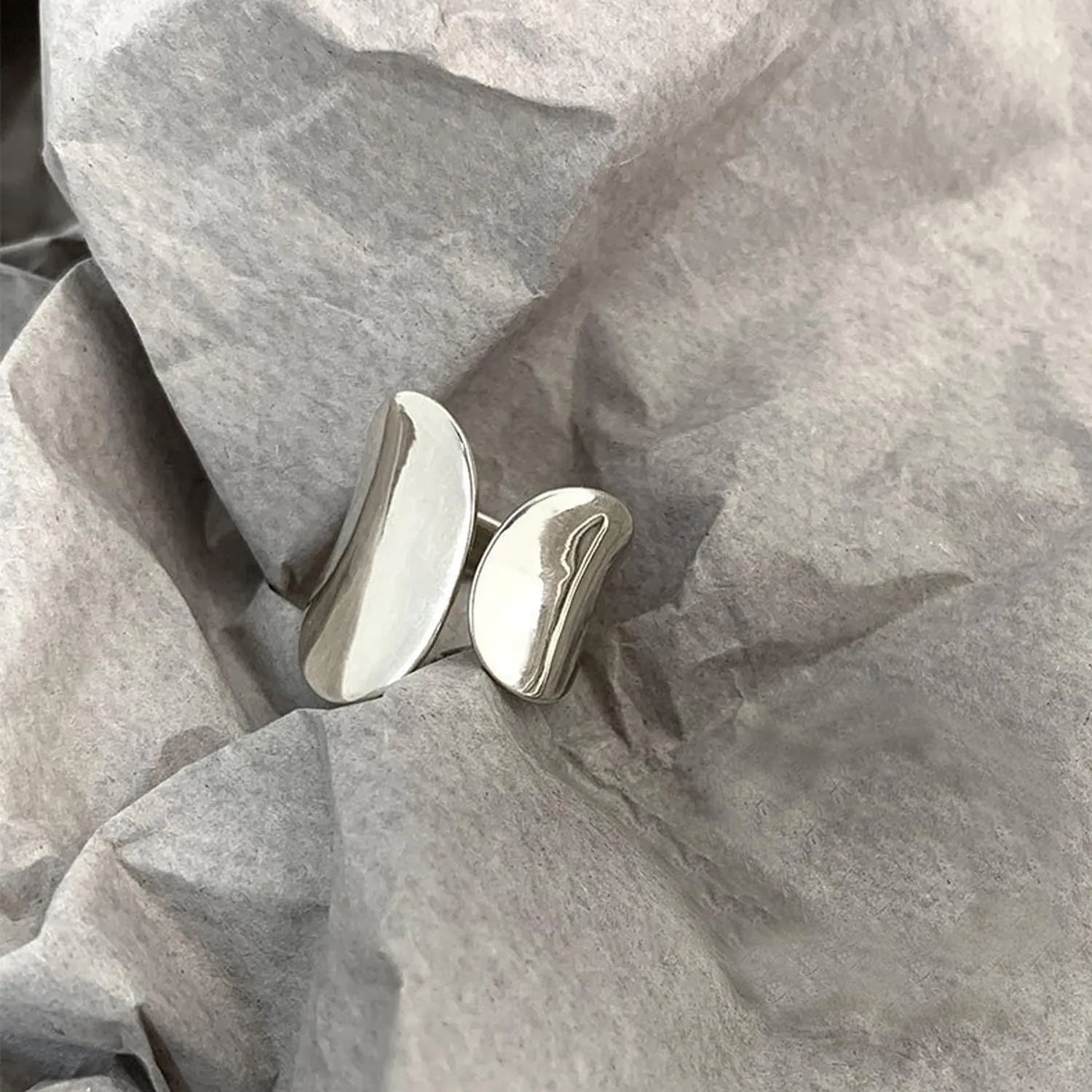 925 Sterling Silver Wide Band Ring Simple Handmade Hammered Chunky Statement Rings Adjustable Boho Thumb Ring for Women Men