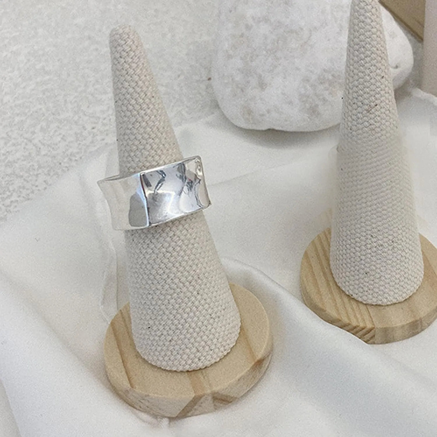 925 Sterling Silver Wide Band Ring Simple Handmade Hammered Chunky Statement Rings Adjustable Boho Thumb Ring for Women Men