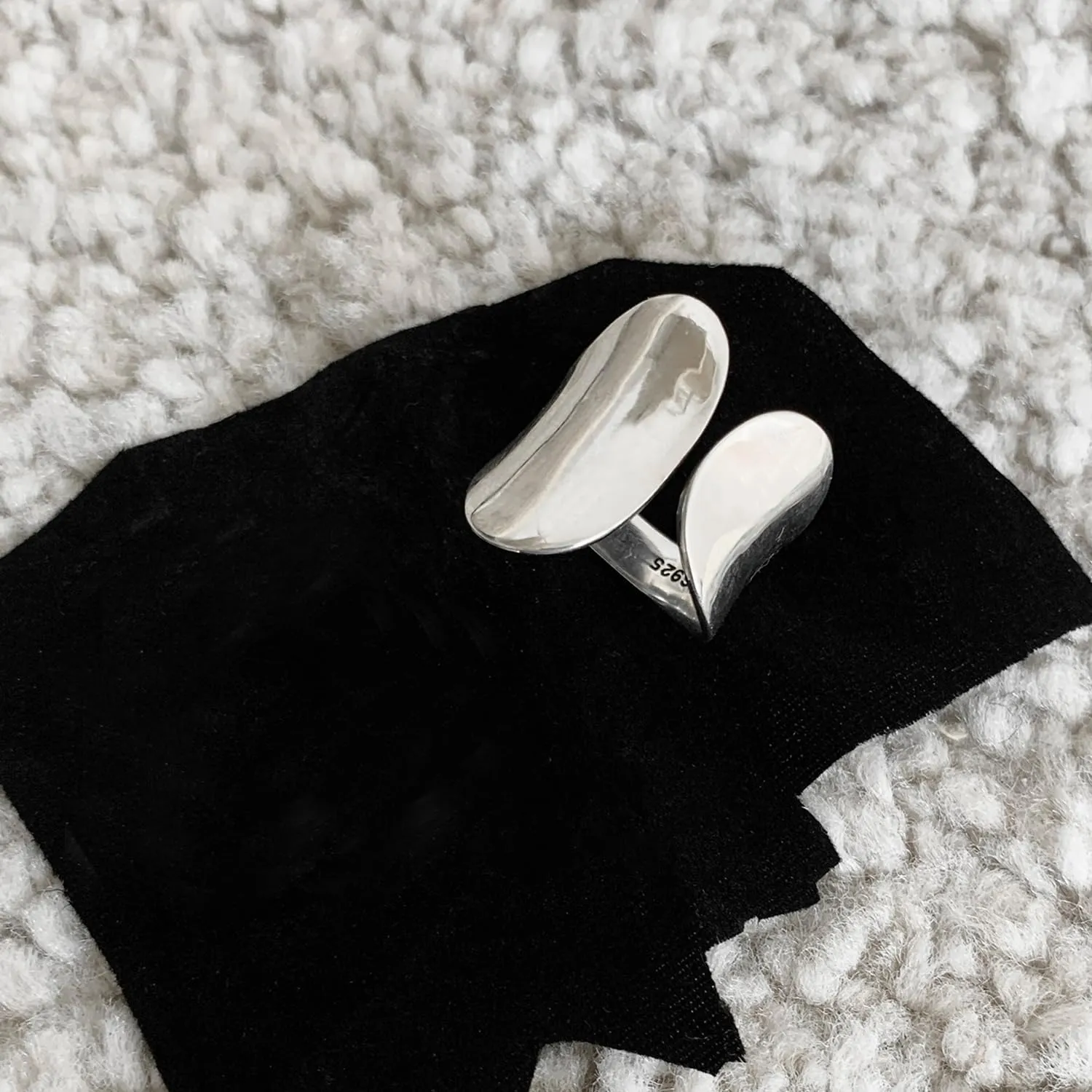 925 Sterling Silver Wide Band Ring Simple Handmade Hammered Chunky Statement Rings Adjustable Boho Thumb Ring for Women Men
