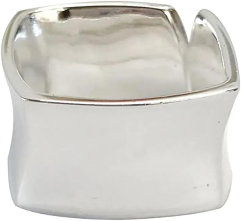 925 Sterling Silver Wide Band Ring Simple Handmade Hammered Chunky Statement Rings Adjustable Boho Thumb Ring for Women Men