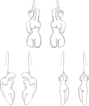 Abstract Geometric Earring Lady Body Face Form Aesthetic Dangle Earring Quirky Edgy Fun Weird Jewelry for Women
